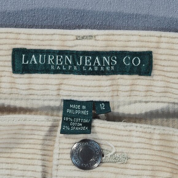 Lauren Jeans Company Pants Womens 12 Tan Corduroy Wide Leg Preppy Cottage Retro - Picture 3 of 11